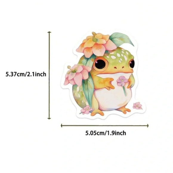 50 multicolor frog mushroom vinyl stickers laptop mug luggage scrapbook decor - Picture 4 of 6